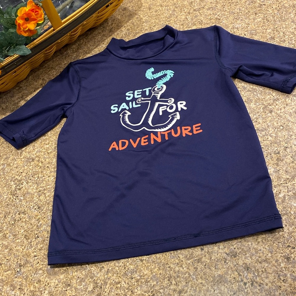 Cat & Jack Blue Swim Rash guard or Tee Shirt Top Small 6/7
